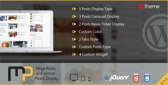 Mega Posts and Custom Posts Display WP Plugin